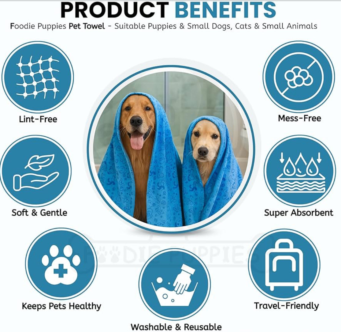 Quick-Dry Microfiber Pet Towel with Storage Case | Ultra Absorbent, Soft & Reusable for Dogs & Cats